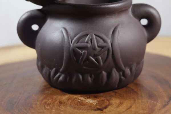 Triple Moon Pentacle Cauldron Backflow Incense Burner - Image 6