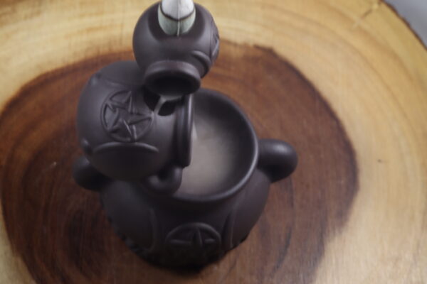 Triple Moon Pentacle Cauldron Backflow Incense Burner - Image 4